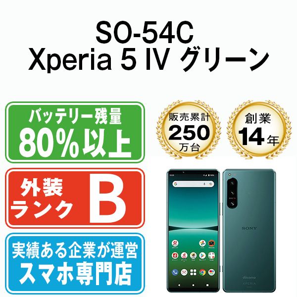 中古】 SO-54C Xperia 5 IV グリーン SIMフリー 本体 ドコモ スマホ