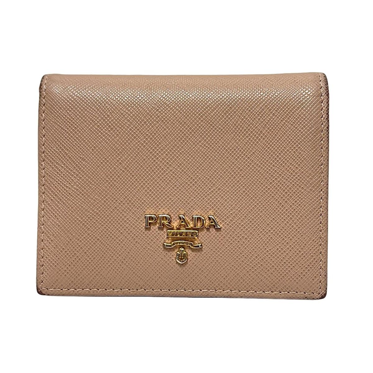 最終値下げ　美品　PRADA プラダ　バイカラー　ベージュ　ピンク　二つ折り財布 ☆ PRADA ☆ レディース 二つ折り財布 ピンクベージュ♪ (PRADA