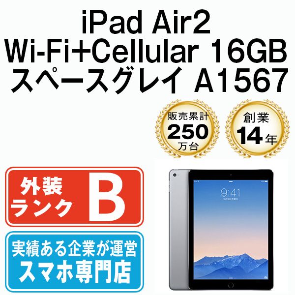 iPad Air2 Wi-Fi+Cellular 16GB スペースグレイ A1567 2014年 SIM