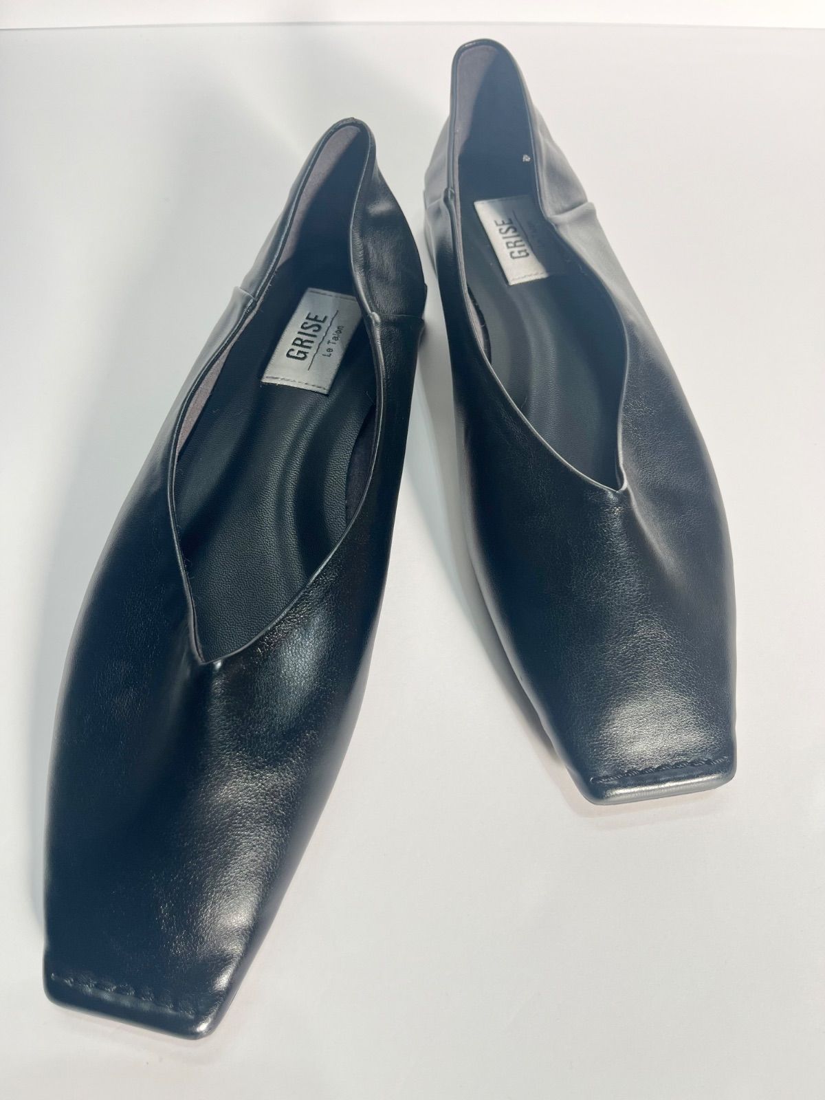 極美品 Le Talon GRISE (ルタロングリーズ) スクエアトゥ 黒 本革 