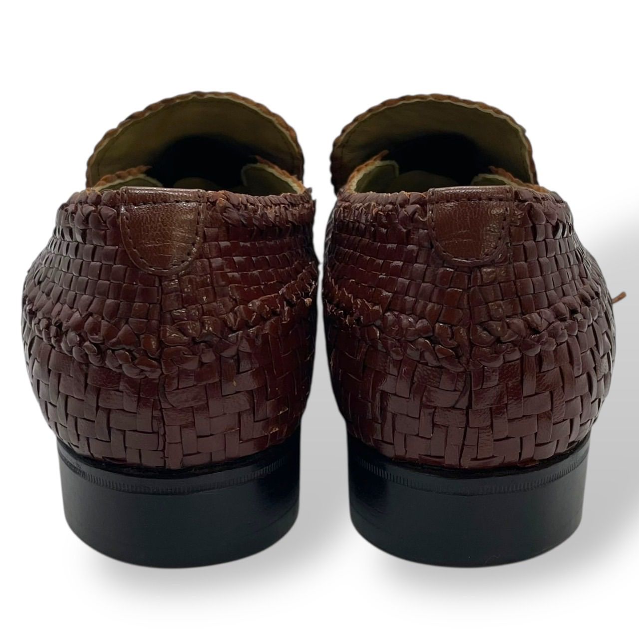 美品 madras マドラス レザーシューズ ローファー メッシュ 編み込み 