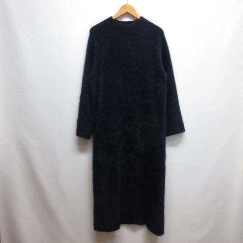 ユナイテッドアローズ UNITED ARROWS フォックス カシミヤ ロング ニット ワンピース 濃紺 ネイビー
