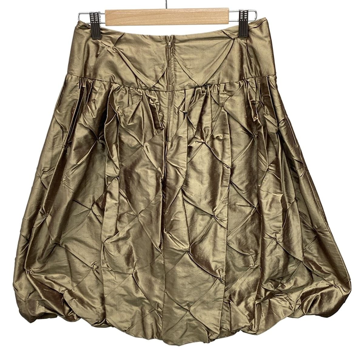 FOXEY フォクシー バルーンスカート サイズ40 M レディース - 19991 ゴールド ひざ丈 シルク