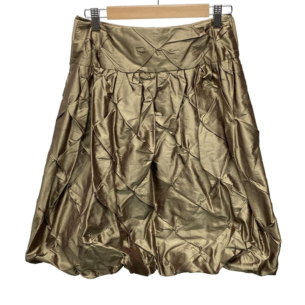 FOXEY フォクシー バルーンスカート サイズ40 M レディース - 19991 ゴールド ひざ丈 シルク