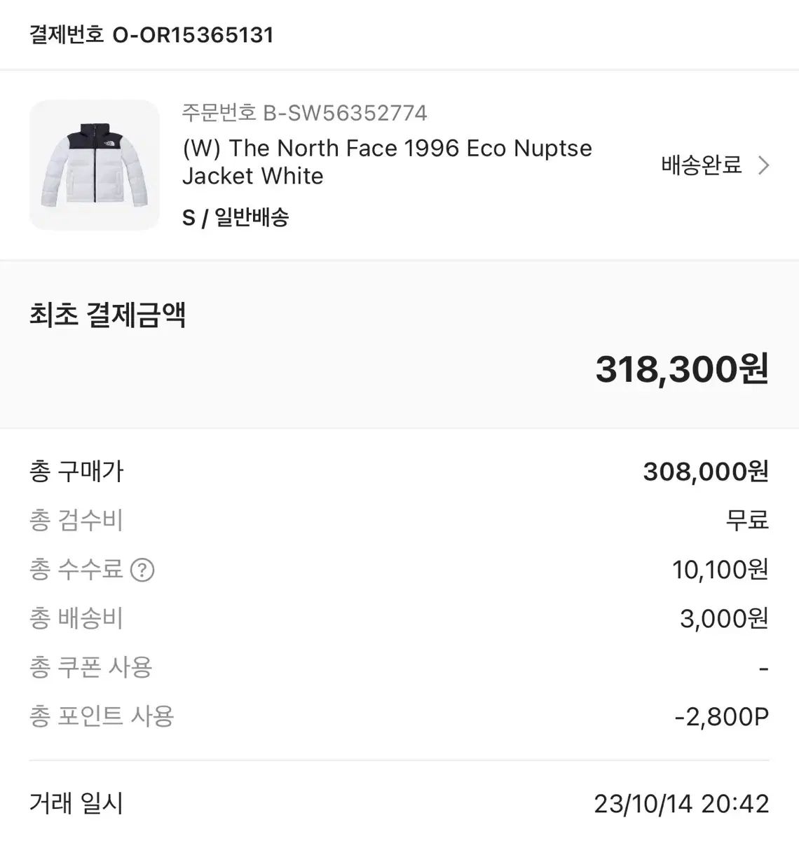 THE NORTH FACE 1996 エコー Nuptse 白 s