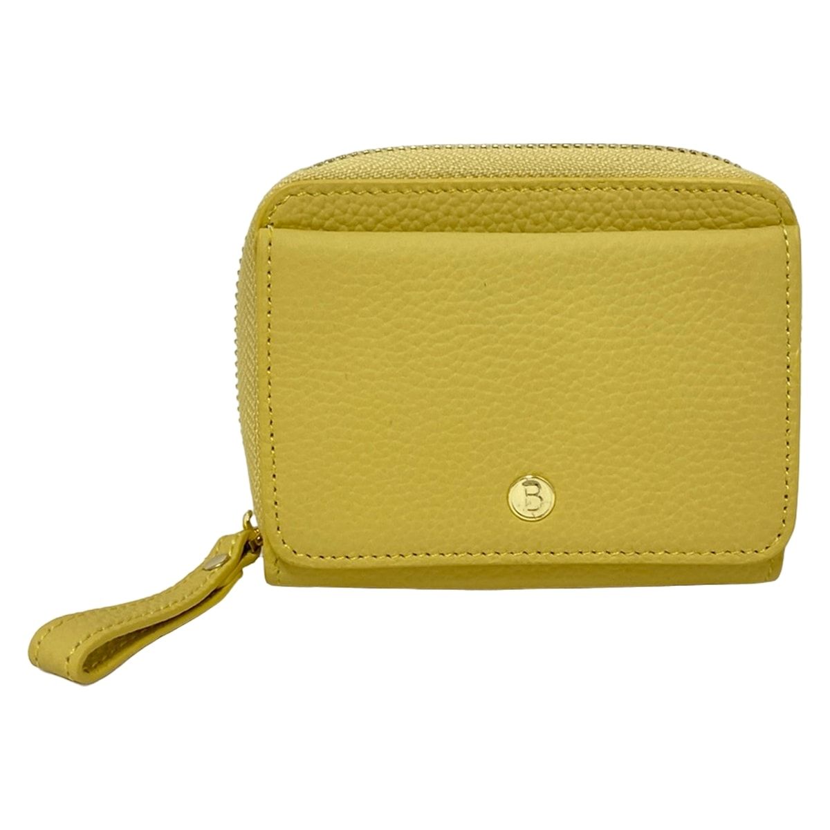 BARCOS バルコス カードケース ライトイエロー ラウンドファスナー コインケース付き レザー