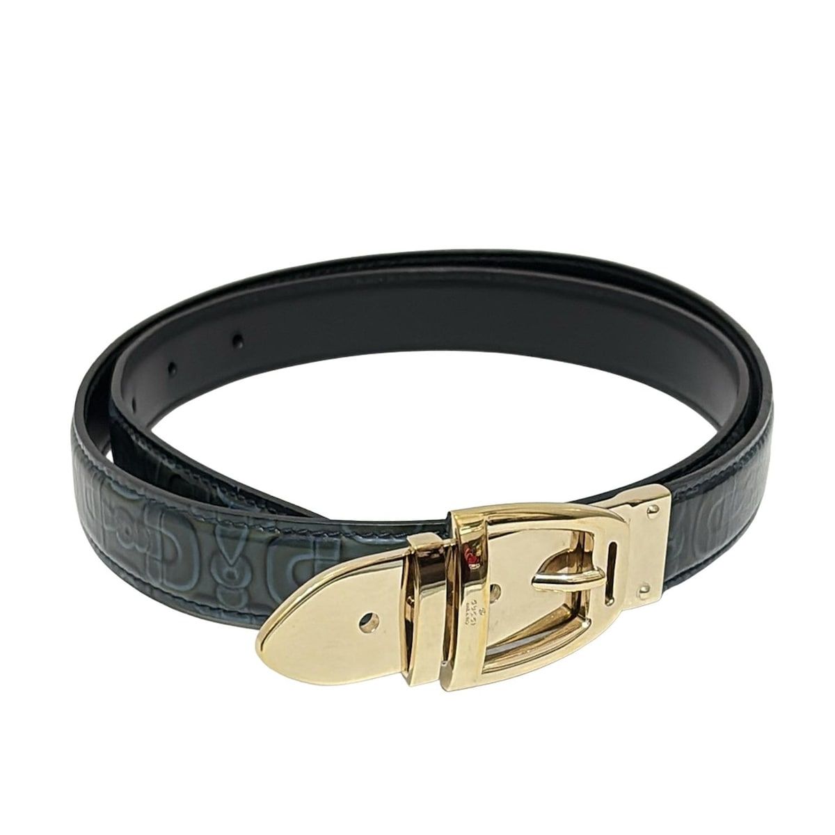 GUCCI グッチ ベルト 85 34 - 146440 ダークグリーン×ゴールド レザー