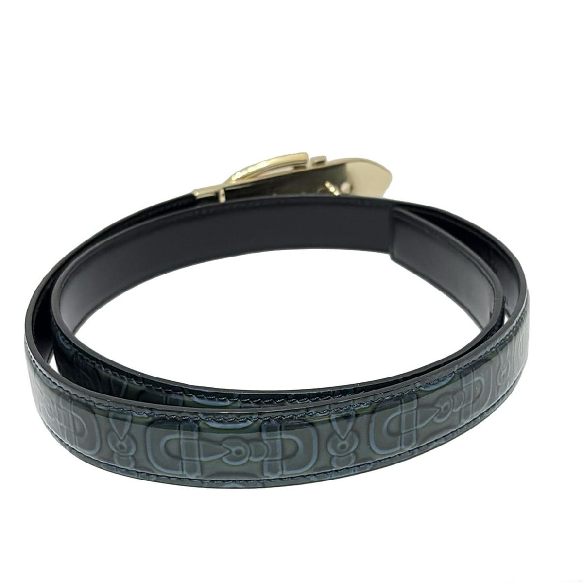 GUCCI グッチ ベルト 85 34 - 146440 ダークグリーン×ゴールド レザー