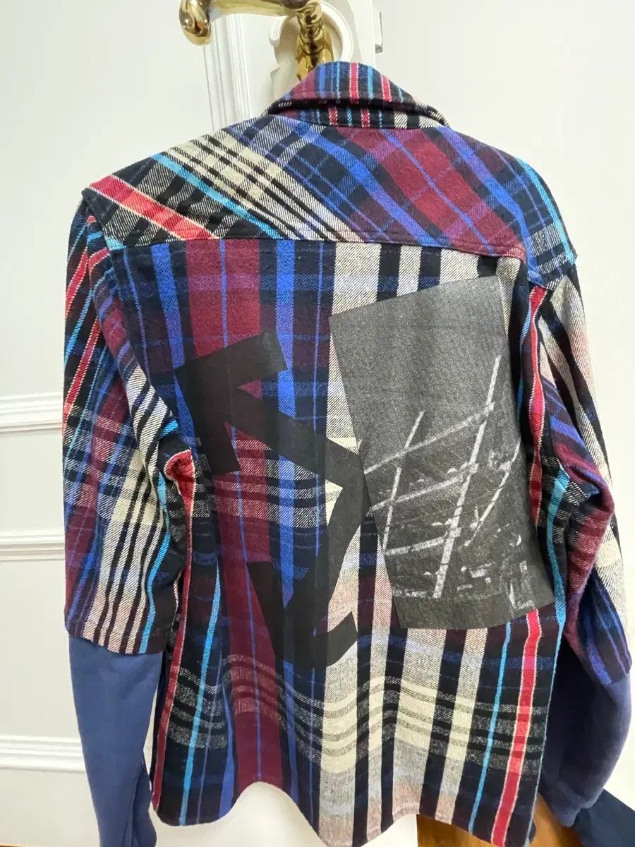 オフホワイト レイヤード チェックシャツ