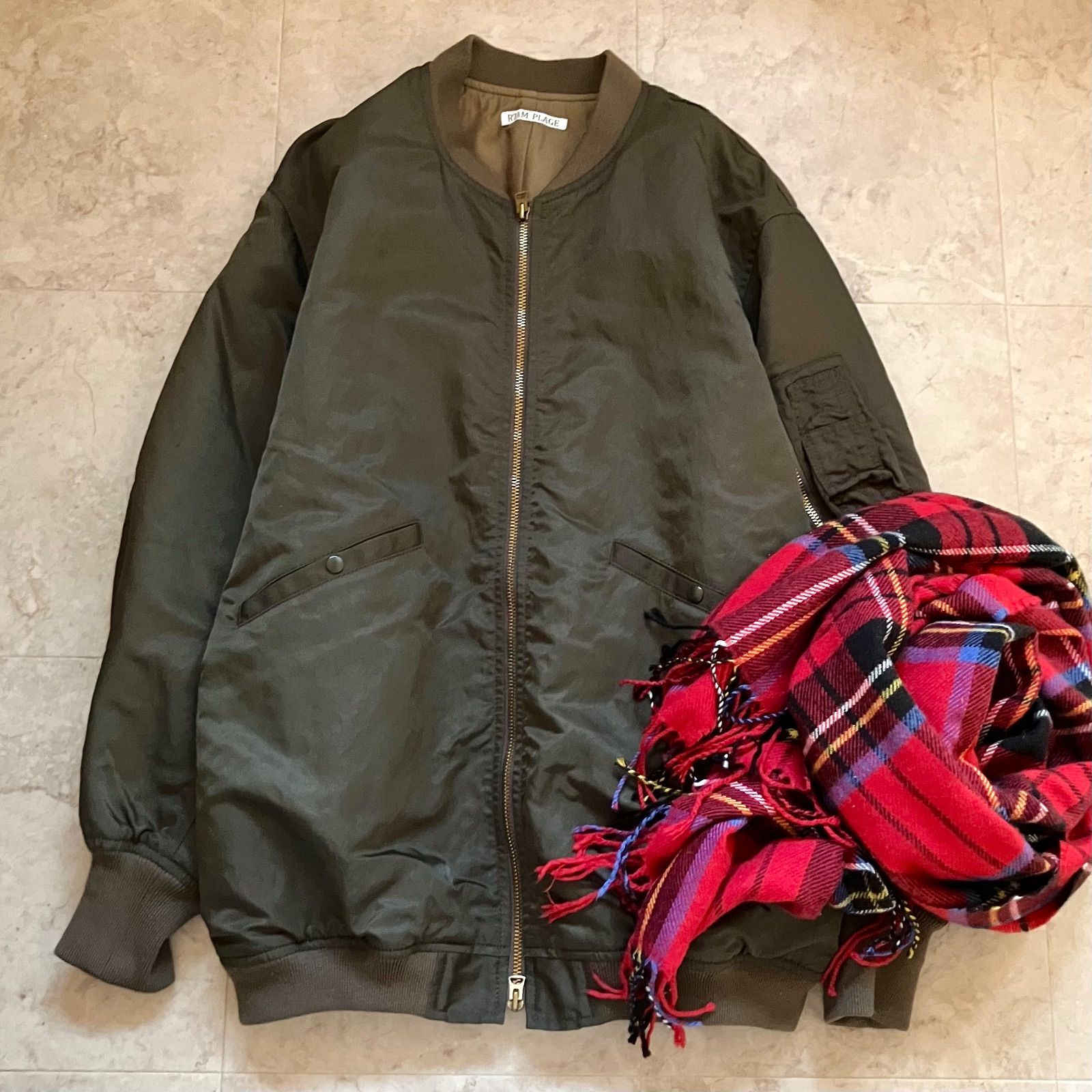 R’IAM-PLAGE リアム プラージュ MA-1 ミリタリー ブルゾン ジャケット カーキ