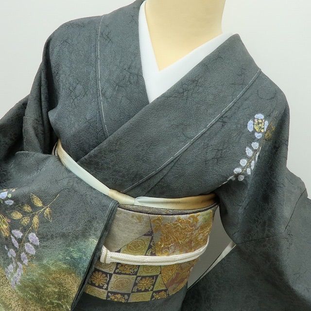 六花-RIKKA- 新品 正絹 金糸刺繡 仕付け糸付❀藤×宝物のような笑顔