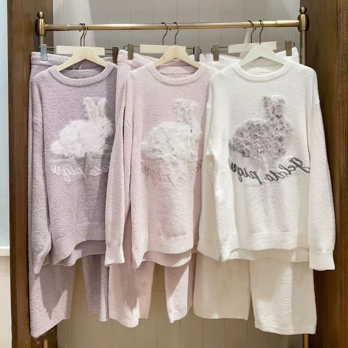 もこもこ うさぎ ルームウェア パジャマ レディース 冬用 防静電 厚手 フリーサイズ