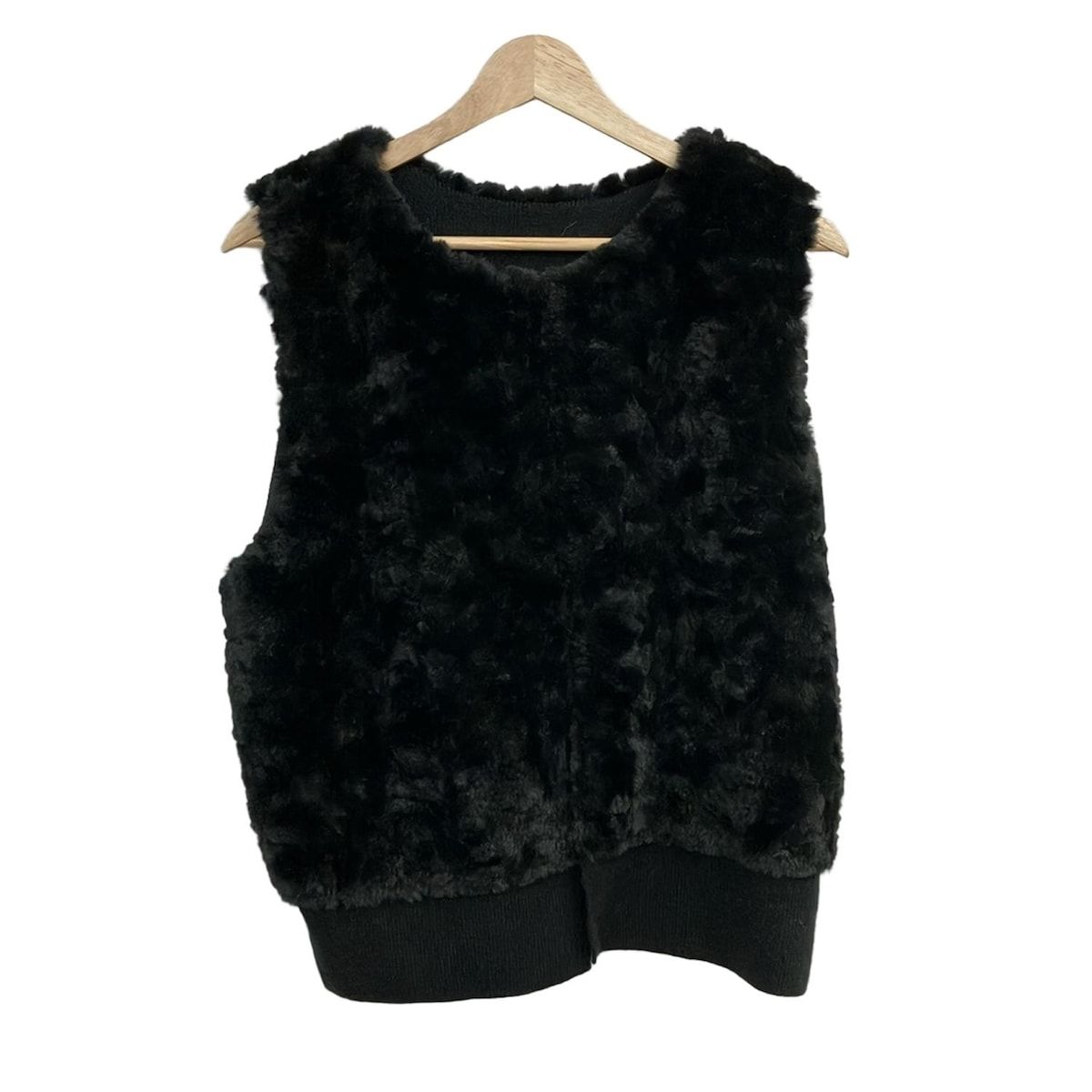 DAMAcollection ダーマ ベスト サイズ3 L レディース 黒 フェイクファー