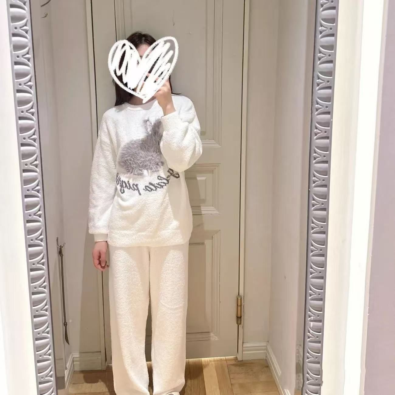 もこもこ うさぎ ルームウェア パジャマ レディース 冬用 防静電 厚手 フリーサイズ