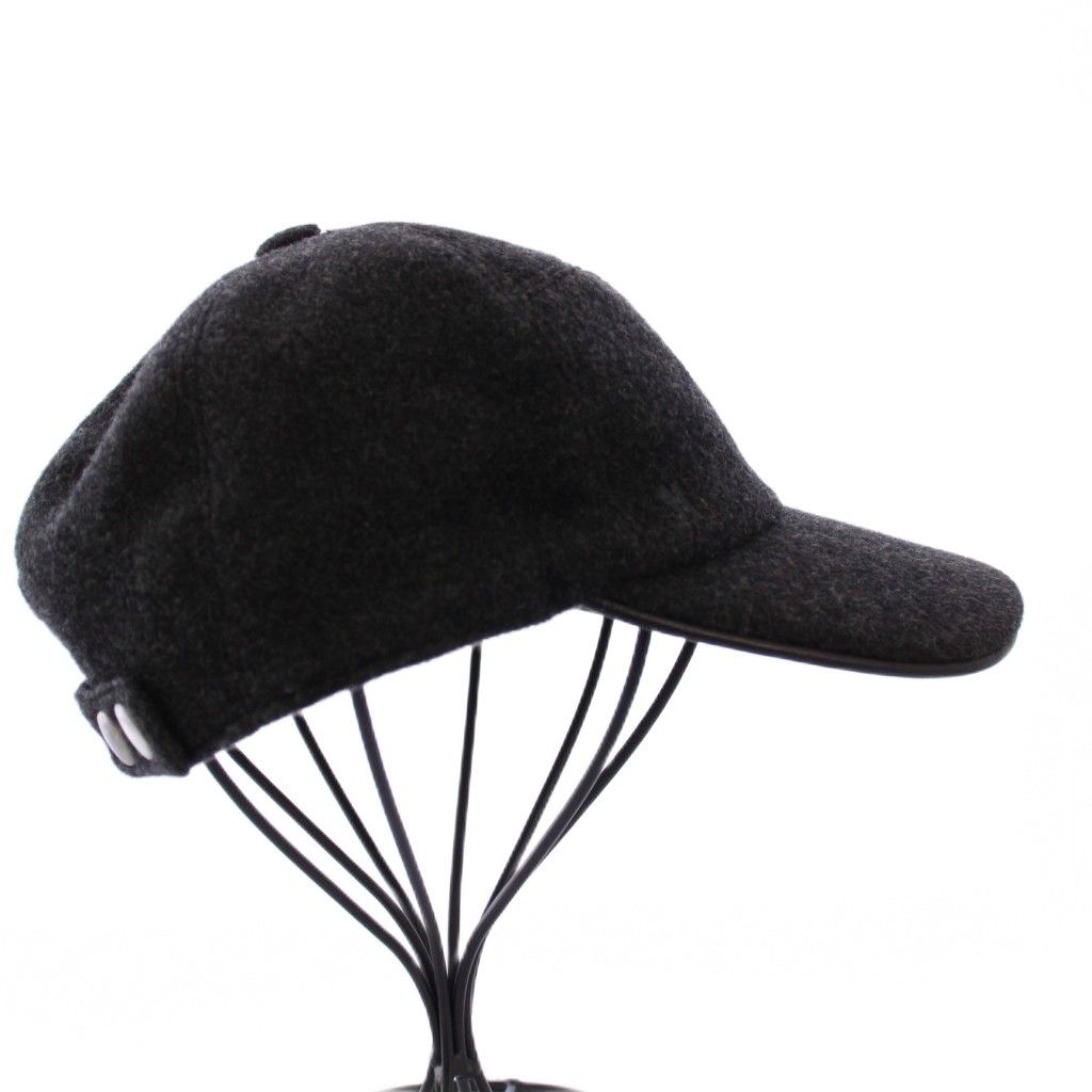 T☆エルメス☆HERMES☆黒 カシミアキャスケット　58 エルメス HERMES カシミヤ Hロゴ セリエボタン キャスケット キャップ