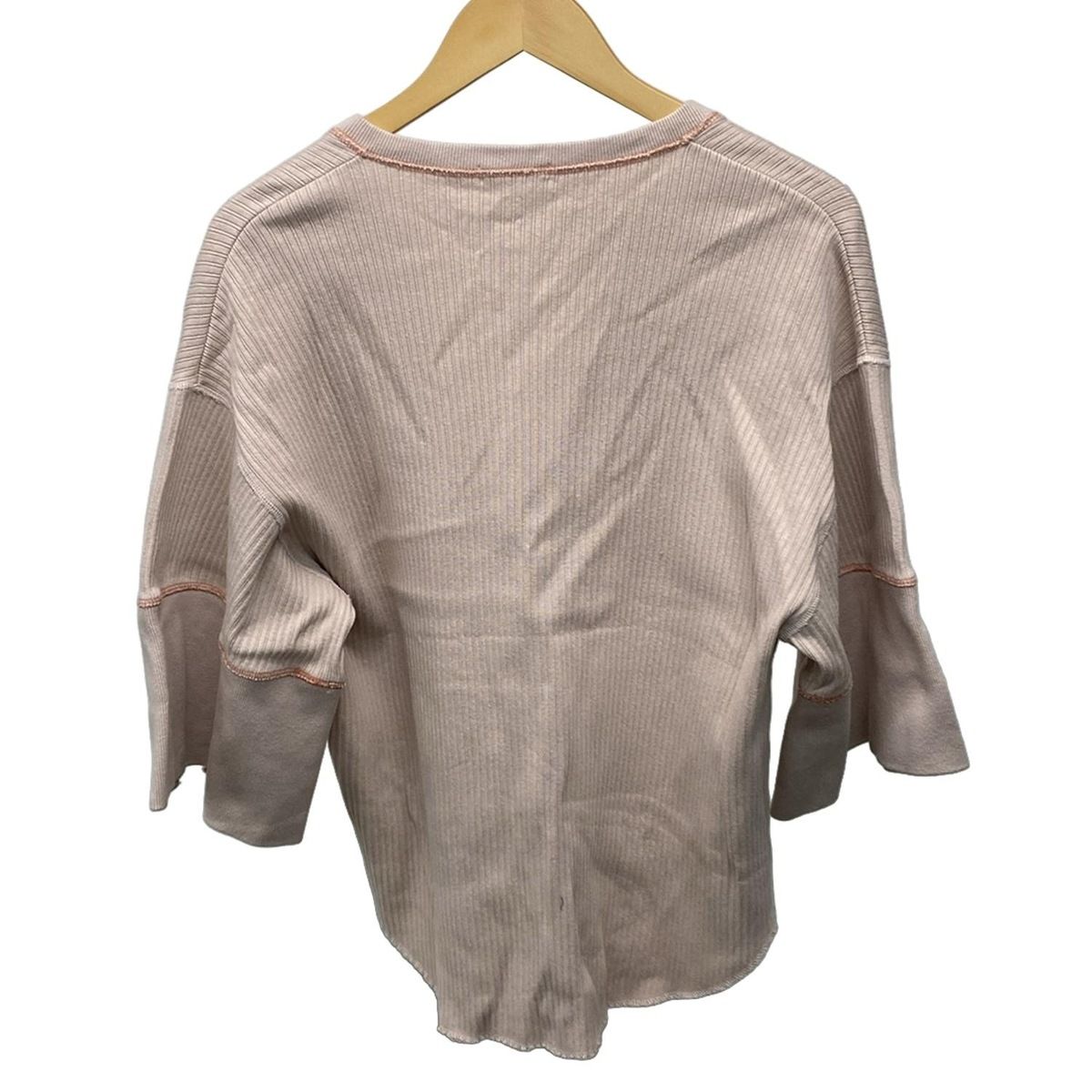 CLANE クラネ 七分袖セーター サイズ1 S レディース - ライトピンク ヘンリーネック