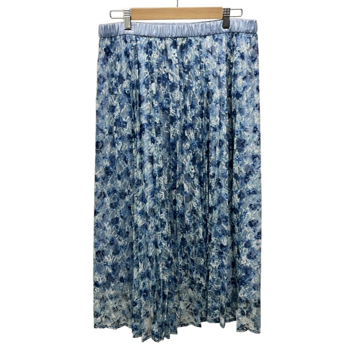 Rose Tiara ローズティアラ ロングスカート サイズ46 XL レディース ライトブルー ネイビー アイボリー レース ウエストゴム