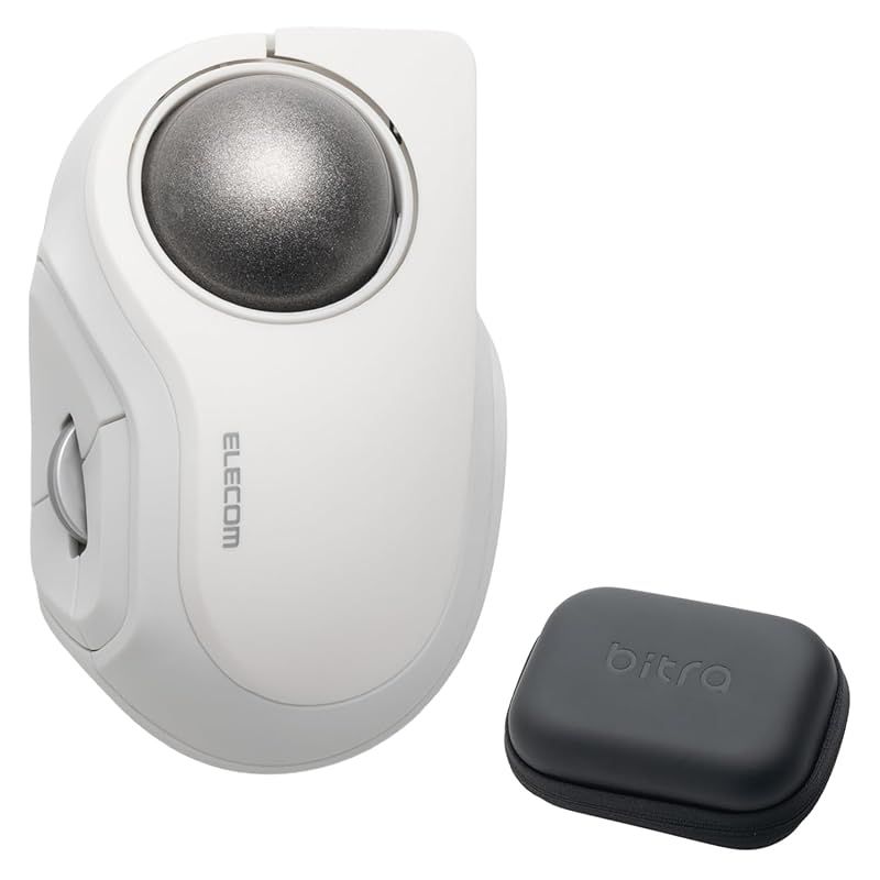 エレコム トラックボールマウス bitra 静音 人差し指操作 Bluetooth 無線2.4 GHz 2台マルチペアリング 5ボタン 収納ケース付 ホワイト M-