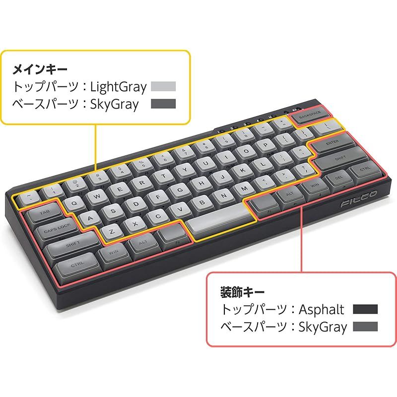 FILCO Majestouch MINILA R Convertible CHERRY MX 茶軸 英語配列63キー 無線 有線両対応 マルチペアリング4台対応 マットブラック EMB ガス圧昇降デスク 勉強机収納