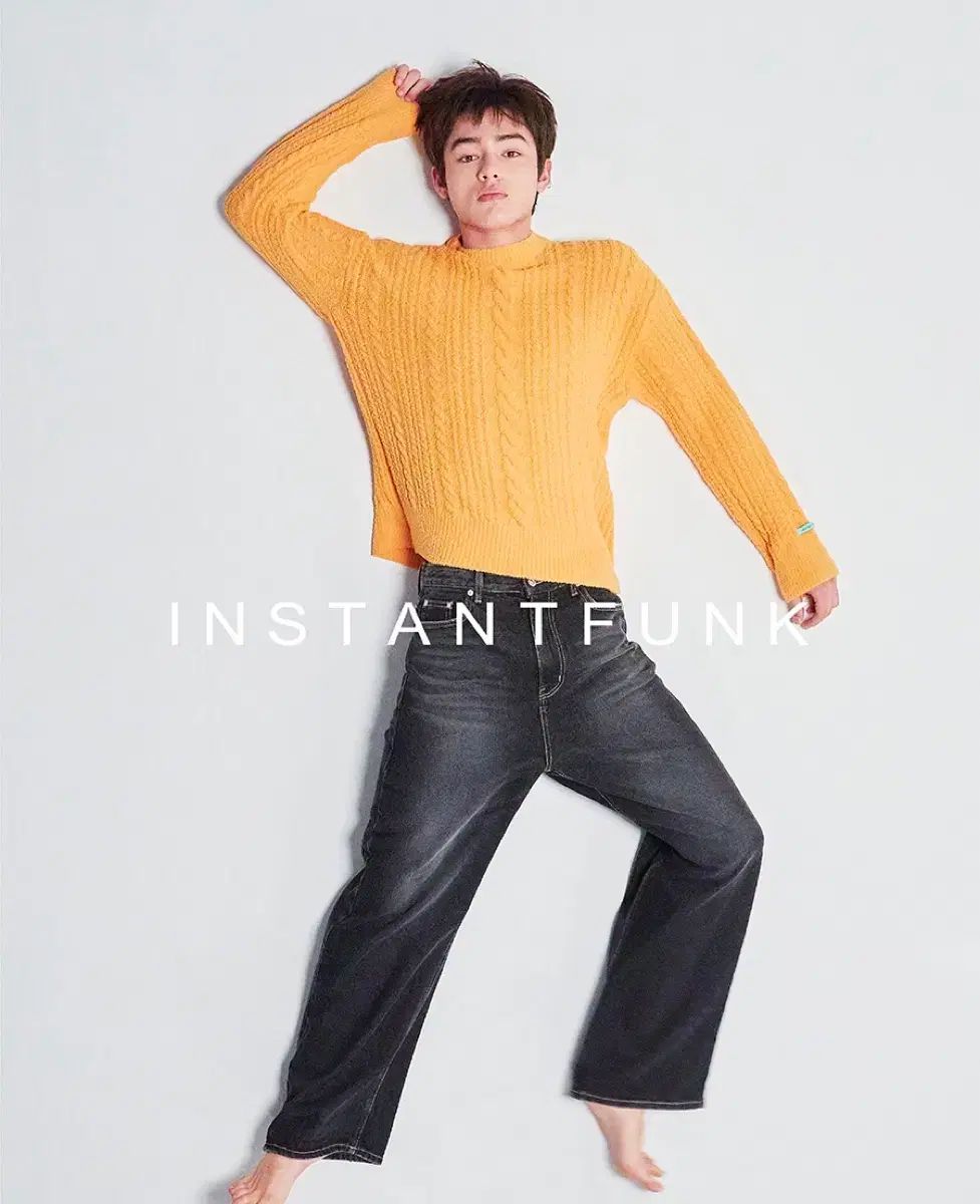  INSTANTFUNK Ms. タクテル ケーブル ニット オレンジ - ユニセックス 長袖 ニット セーター