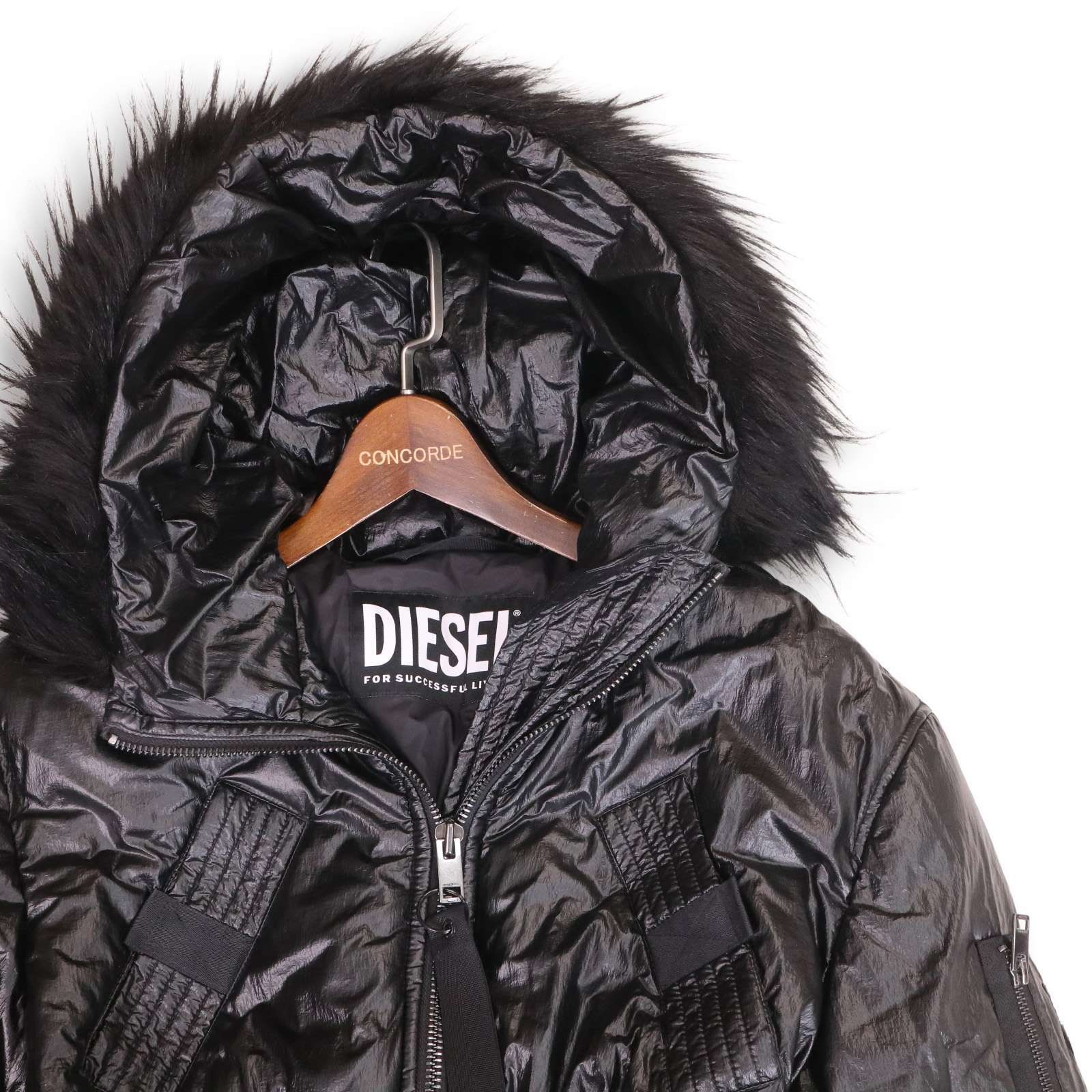 美品】DIESEL ディーゼル Isoke Shiny Jacket☆ 光沢 ファー 