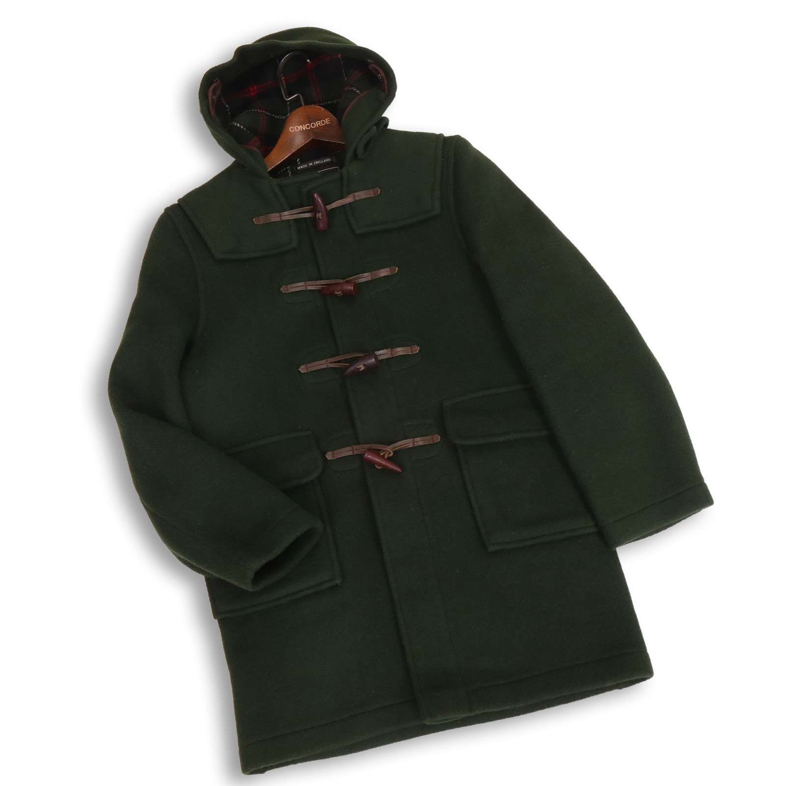 英国製 Gloverall グローバーオール 秋冬 裏地チェック ウール ダッフル コート Sz.9 レディース