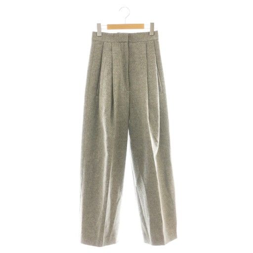 セリーヌ old celine ロールアップ タック パンツ フィービー 34 セリーヌ CELINE フィービー期 ウール ワイドパンツ タック 34 グレー