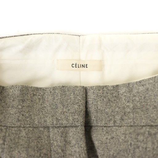 セリーヌ CELINE フィービー期 ウール ワイドパンツ タック 34 グレー
