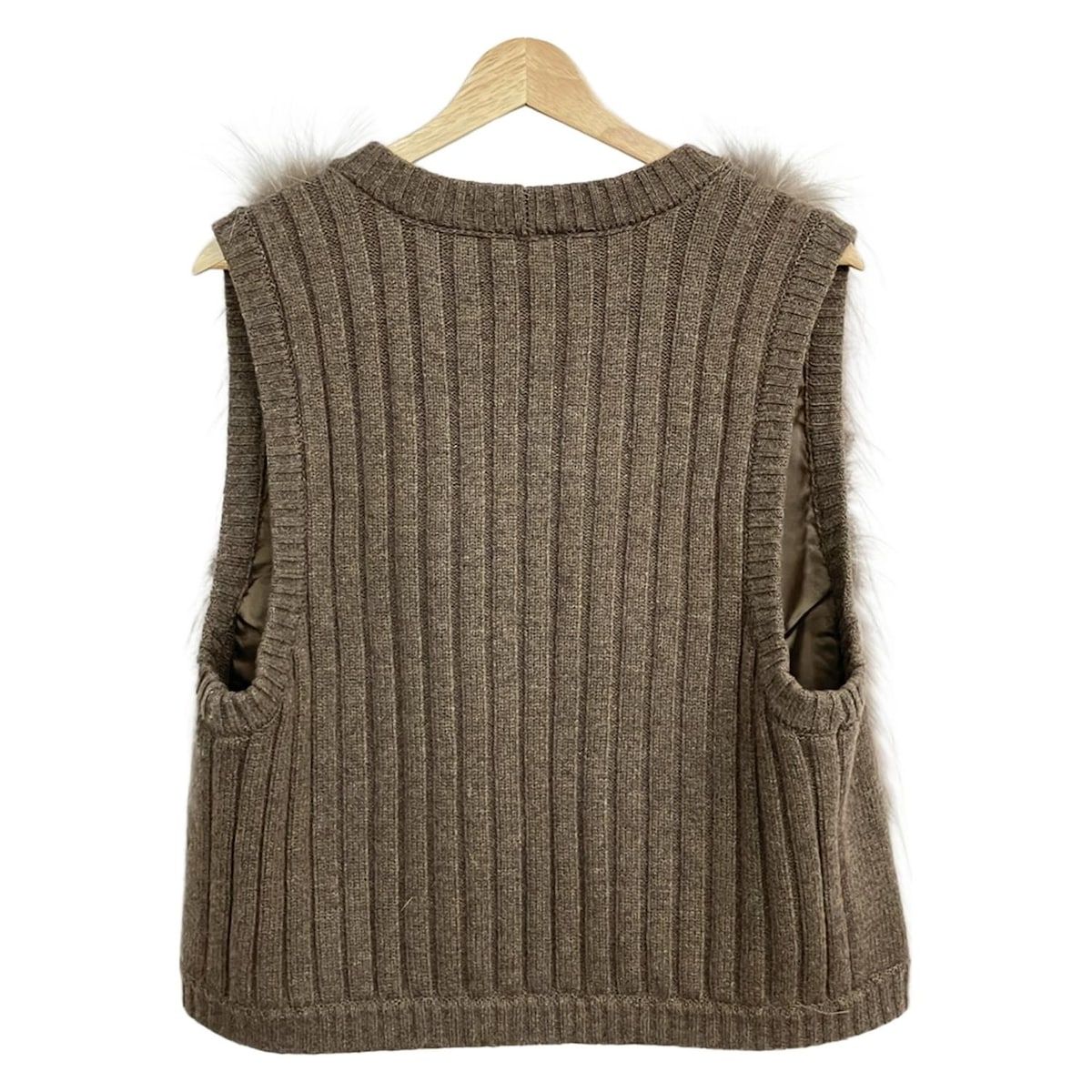 ダーマ ベスト サイズL レディース - ブラウン×ダークブラウン×白 シルバーフォックス HIROMI OSHIDA SUGA FURSコラボ