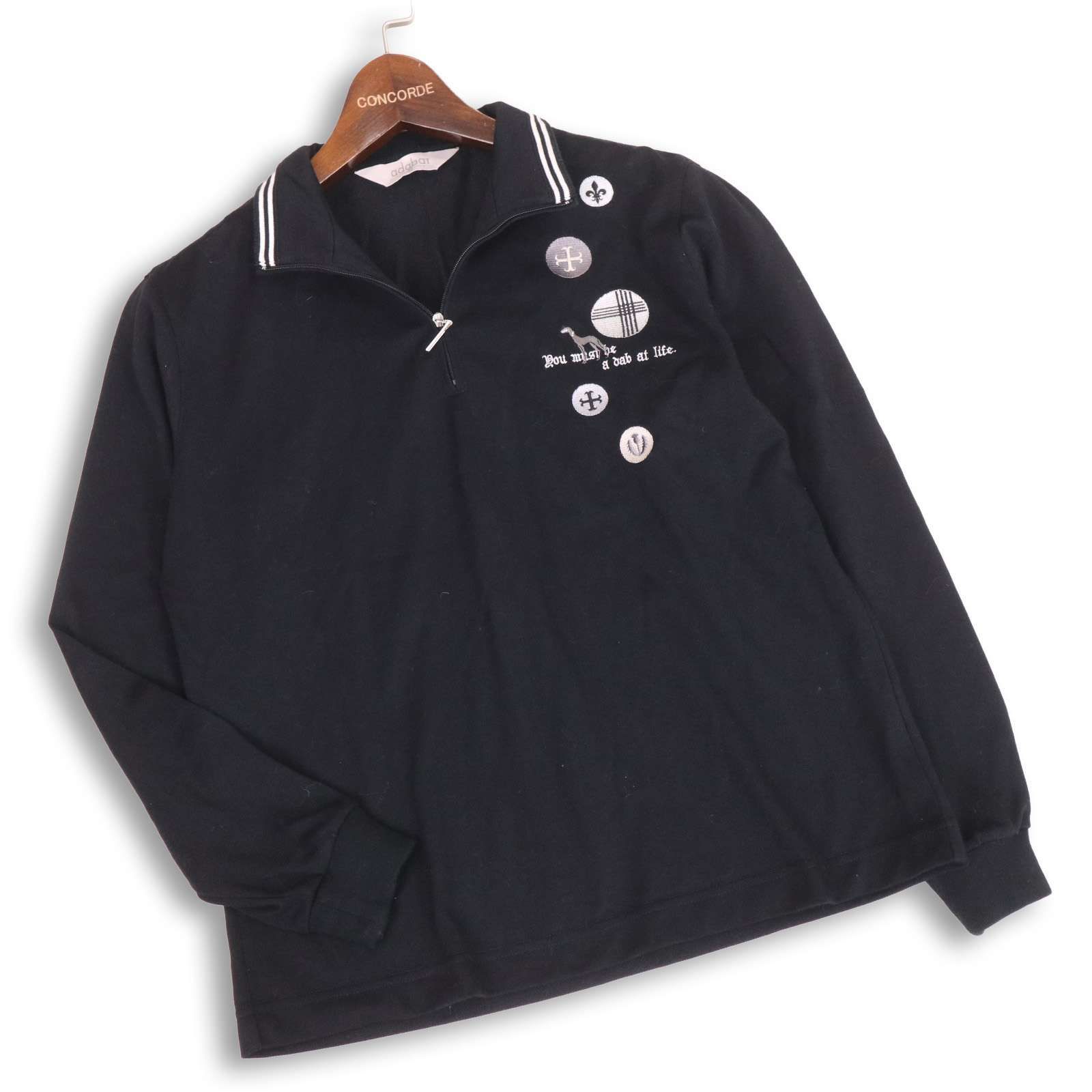 adabat アダバット ゴルフ 通年☆ ロゴ刺繍 長袖 ハーフジップ シャツ