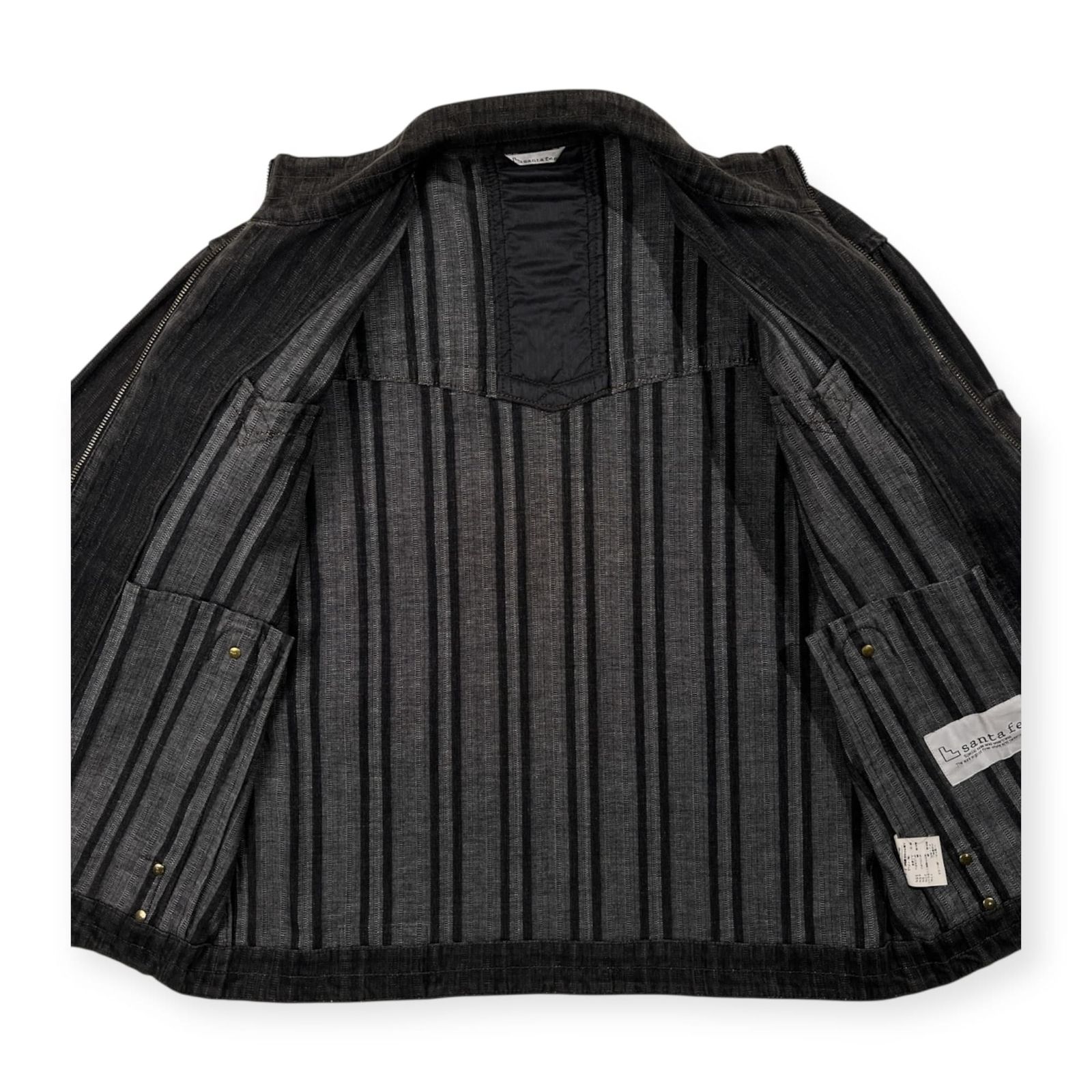 Santafe サンタフェ 編み込みデザイン ジップアップ ブラックデニム