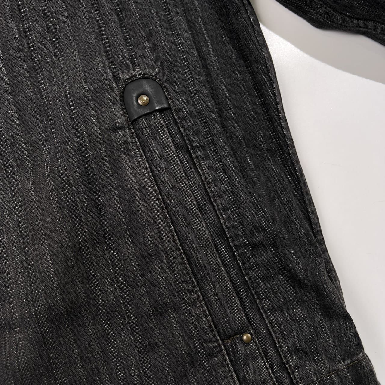 Santafe サンタフェ 編み込みデザイン ジップアップ ブラックデニム