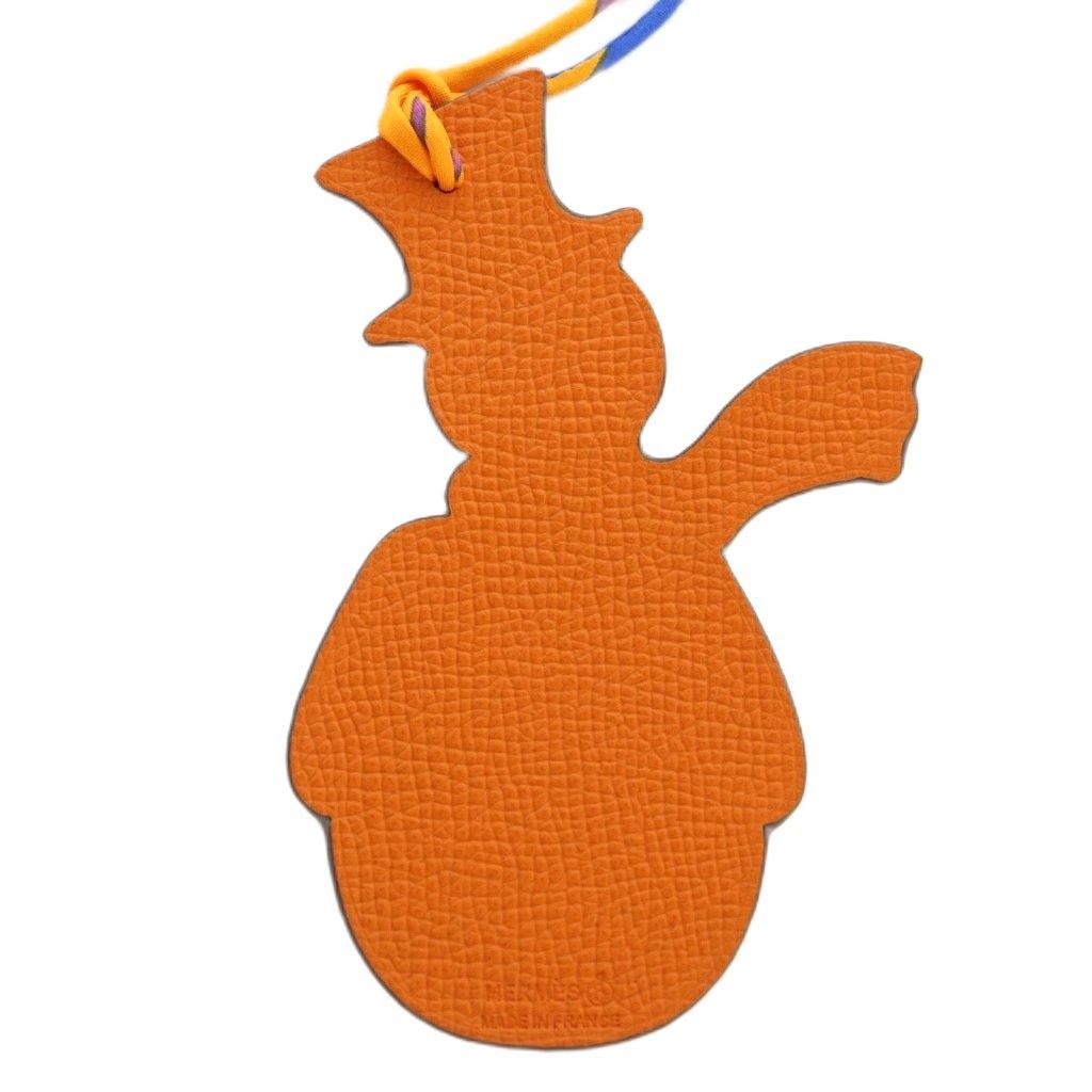  エルメス HERMES プティアッシュ スノーマン バッグチャーム オレンジ MI OS OH その他 小物