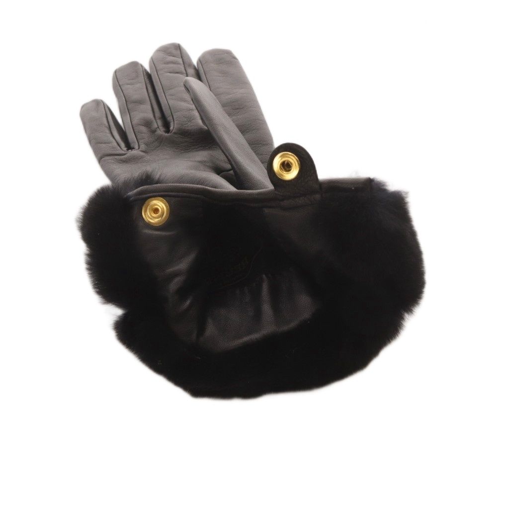エルメス HERMES 手袋 グローブ ケリー金具 ミンクファー シープスキン
