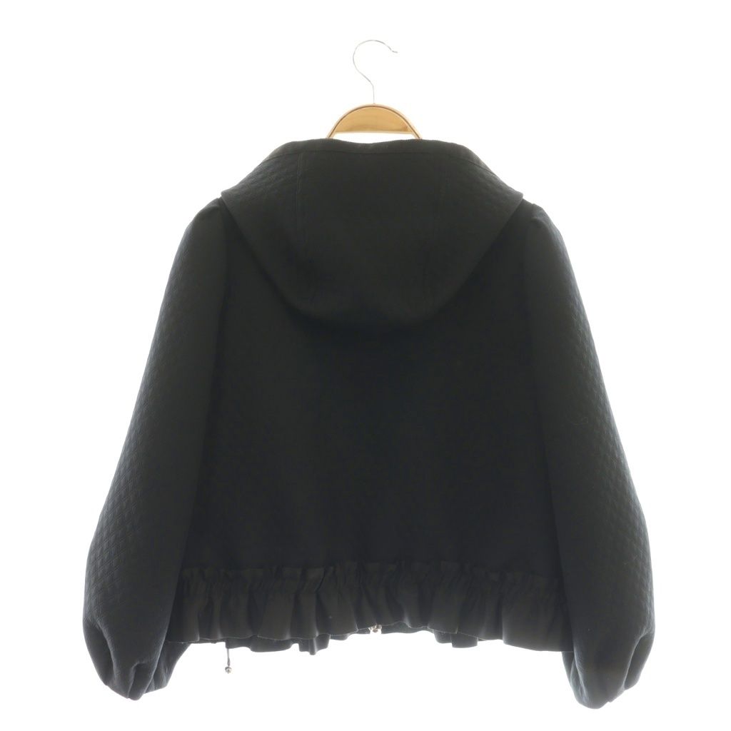 エムズグレイシー M S GRACY 23年 香水瓶ブローチ付き ジップアップパーカー フリル 38 ブラック CX OS