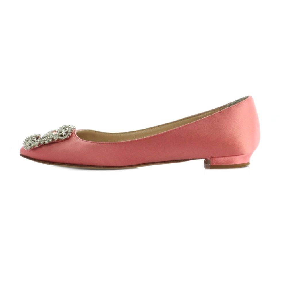 マノロブラニク MANOLO BLAHNIK ハンギシ フラットパンプス サテン