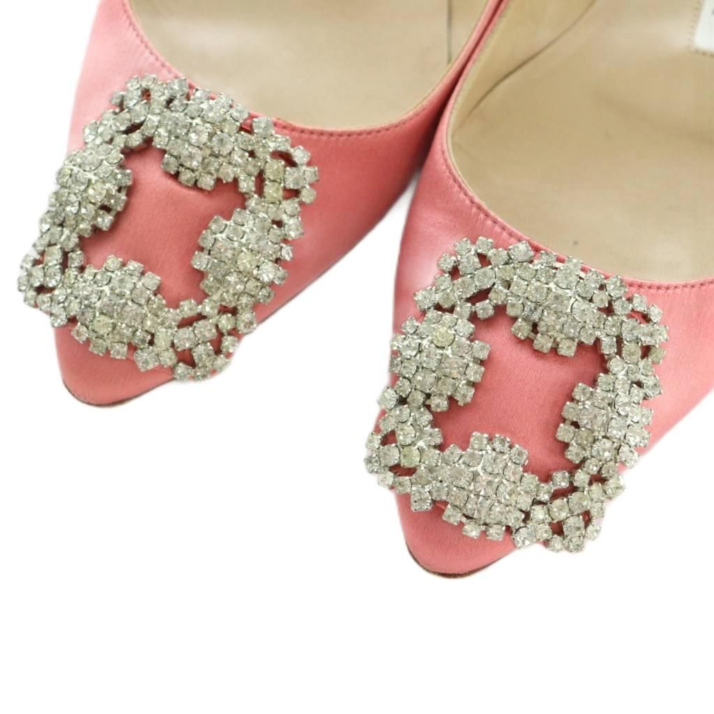 マノロブラニク MANOLO BLAHNIK ハンギシ フラットパンプス サテン