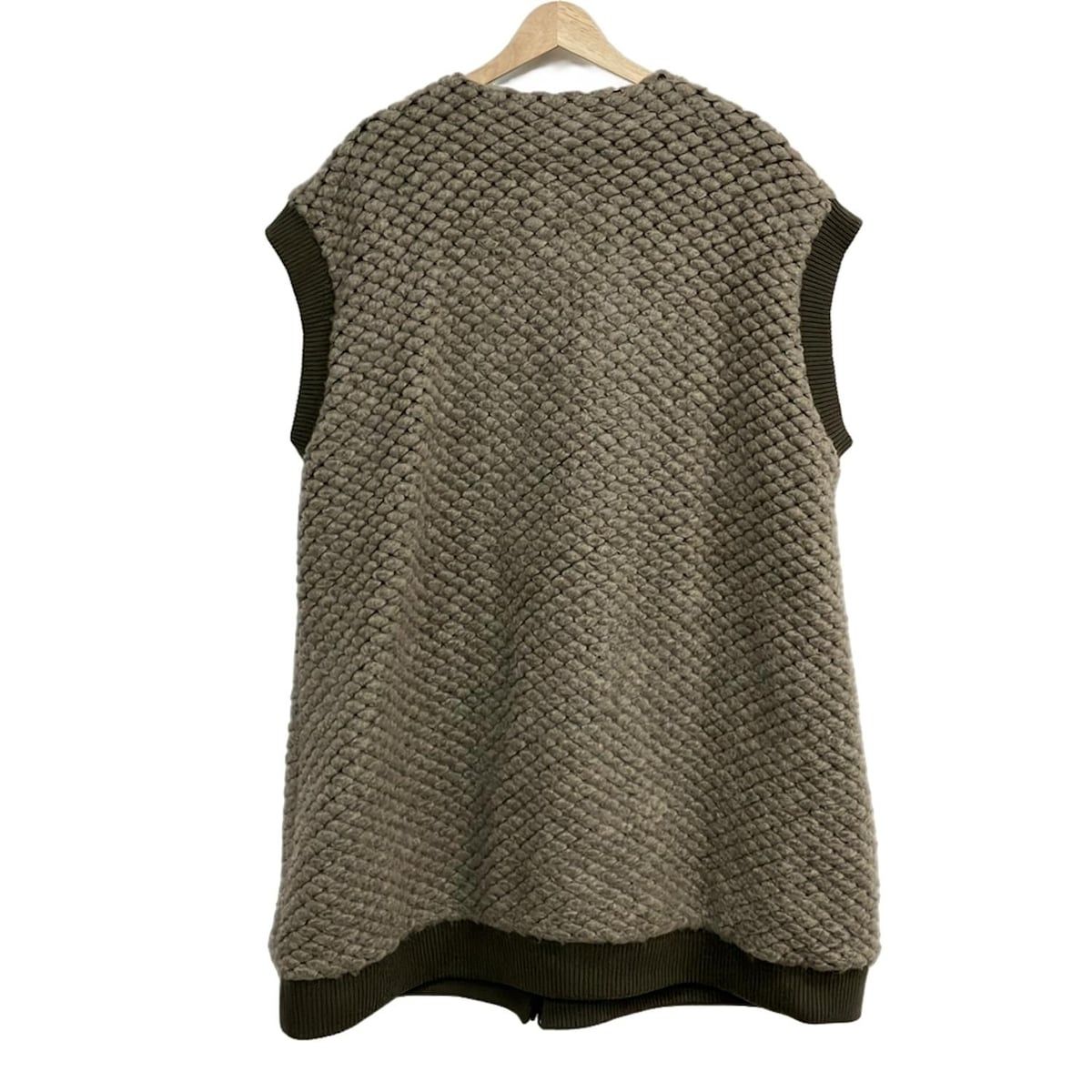 DAMAcollection ダーマ ベスト サイズ3 L レディース - ライトブラウン×ダークグリーン ジップアップ ロング丈