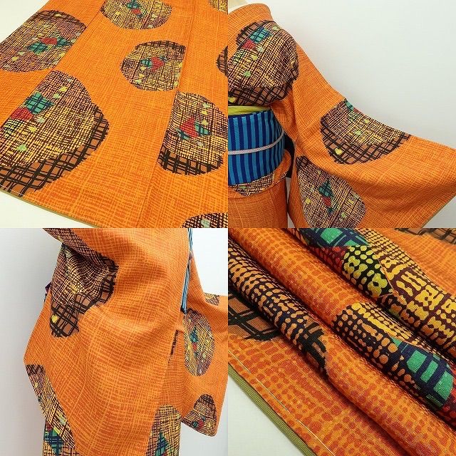  六花-RIKKA- 正絹 トールサイズ 仕付け糸付 おしゃれすぎる月明かり 個性派小紋 着物 A 4231 小紋 着物