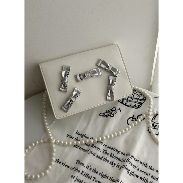 種類2：ブラック/小 リボン付きショルダーバッグ (T)