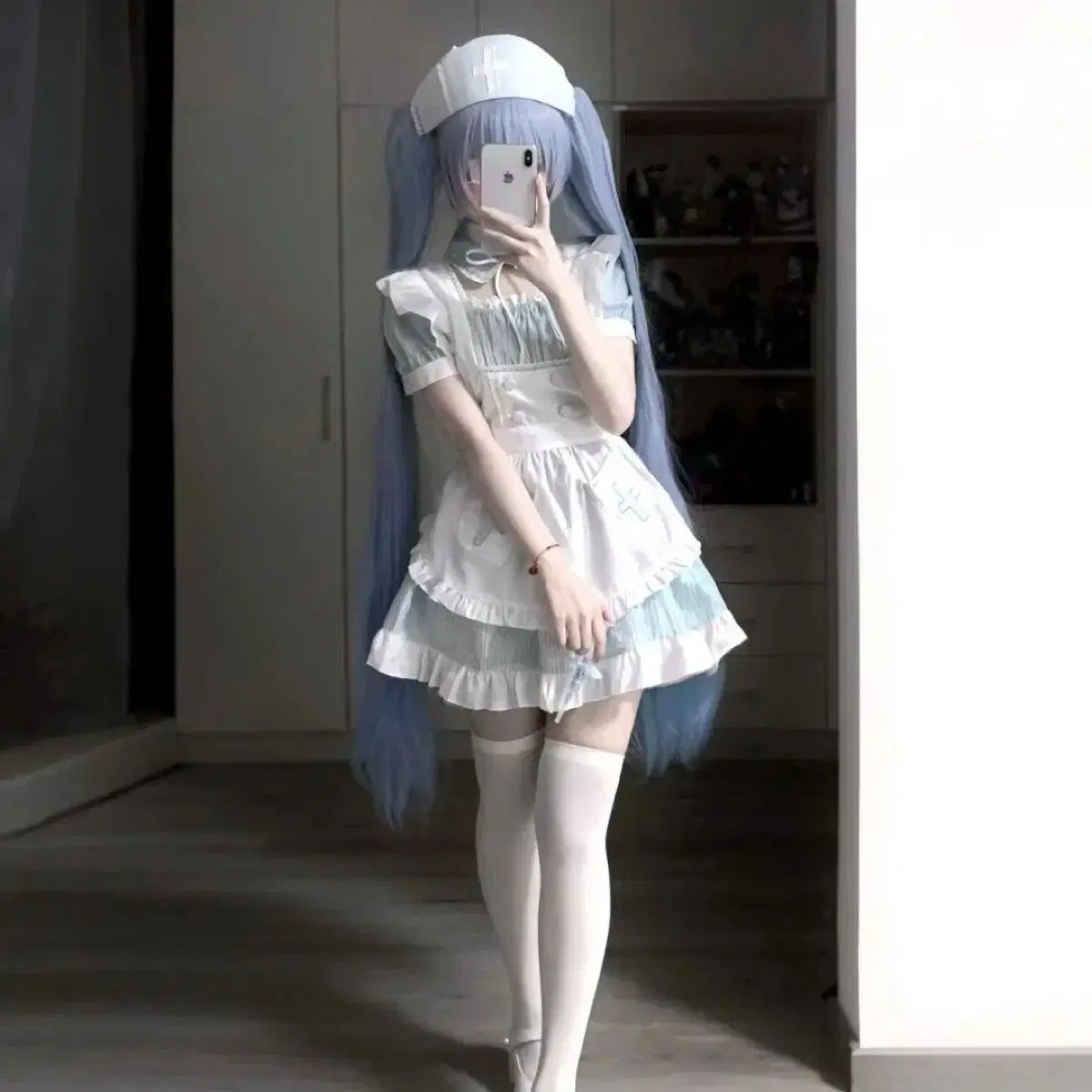 手染め メイド エプロン 刺繍 ONE PIECE セット