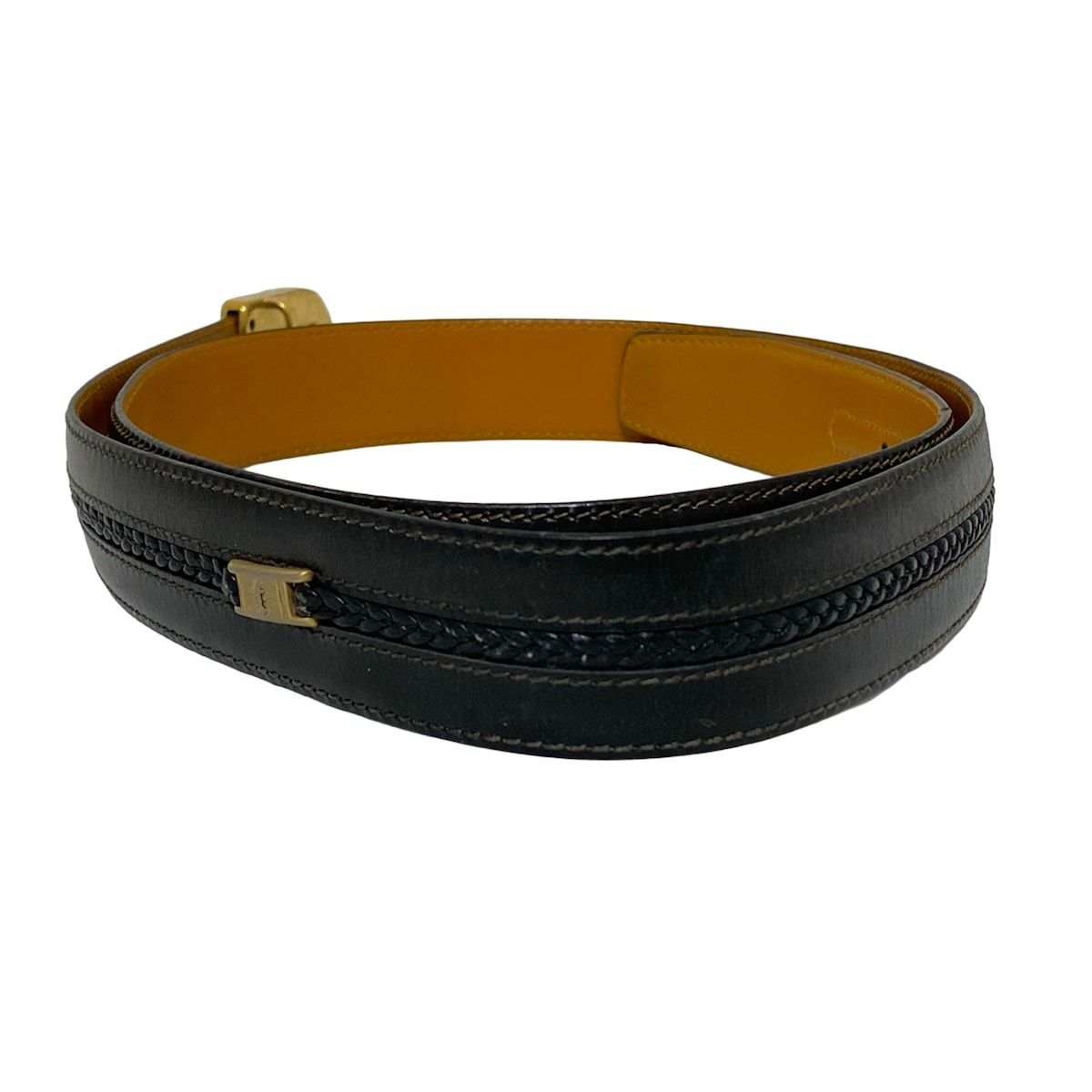 a.testoni(ア・テストーニ) ベルト 38/95 - 黒×ゴールド レザー - メルカリ