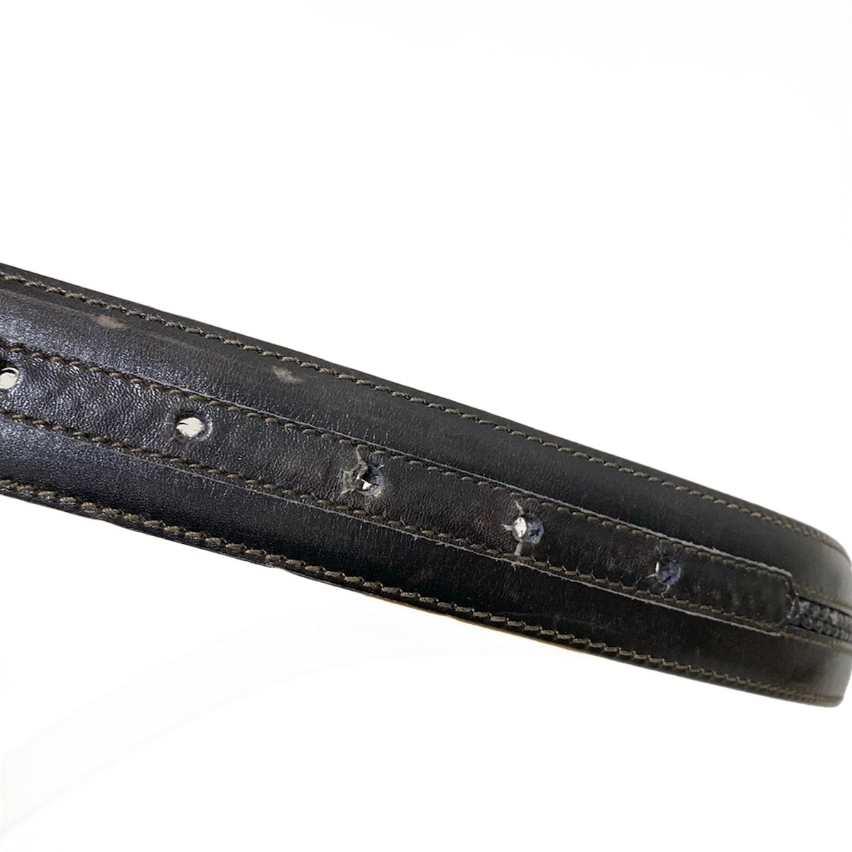 a.testoni(ア・テストーニ) ベルト 38/95 - 黒×ゴールド レザー - メルカリ