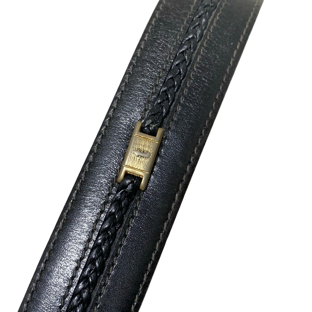  a.testoni ア テストーニ ベルト 38 95 - 黒×ゴールド レザー ベルト 小物