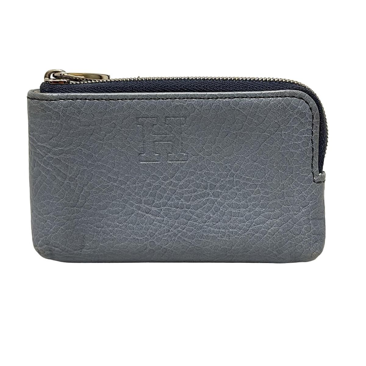 HIROFU ヒロフ コインケース ブルーグレー L字ファスナー キーリング付き レザー