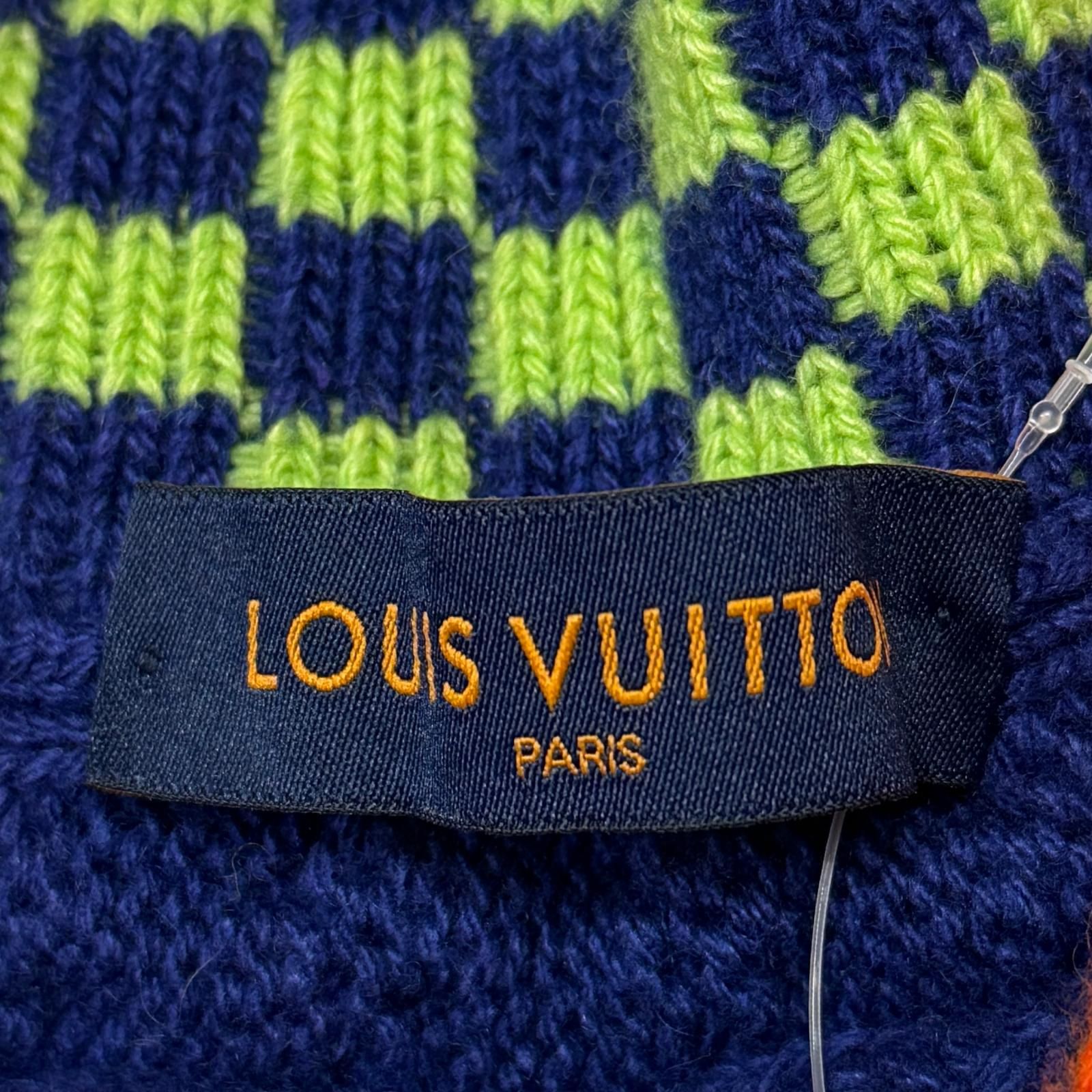 国内正規 LOUIS VUITTON 21SS Vネックカシミヤダミエセーター ニット