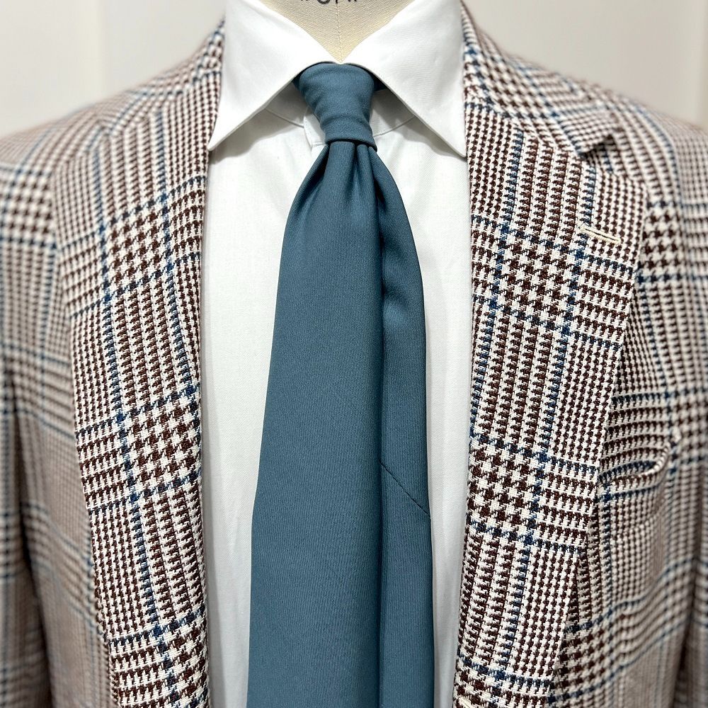 HOLLAND-SHERRY生地 Atto Vannucci アットヴァンヌッチ ネクタイ バーチ ブルー 無地 梳毛 スーパー120 セッテピエゲ ウール ホーランド＆シェリー 25 AW