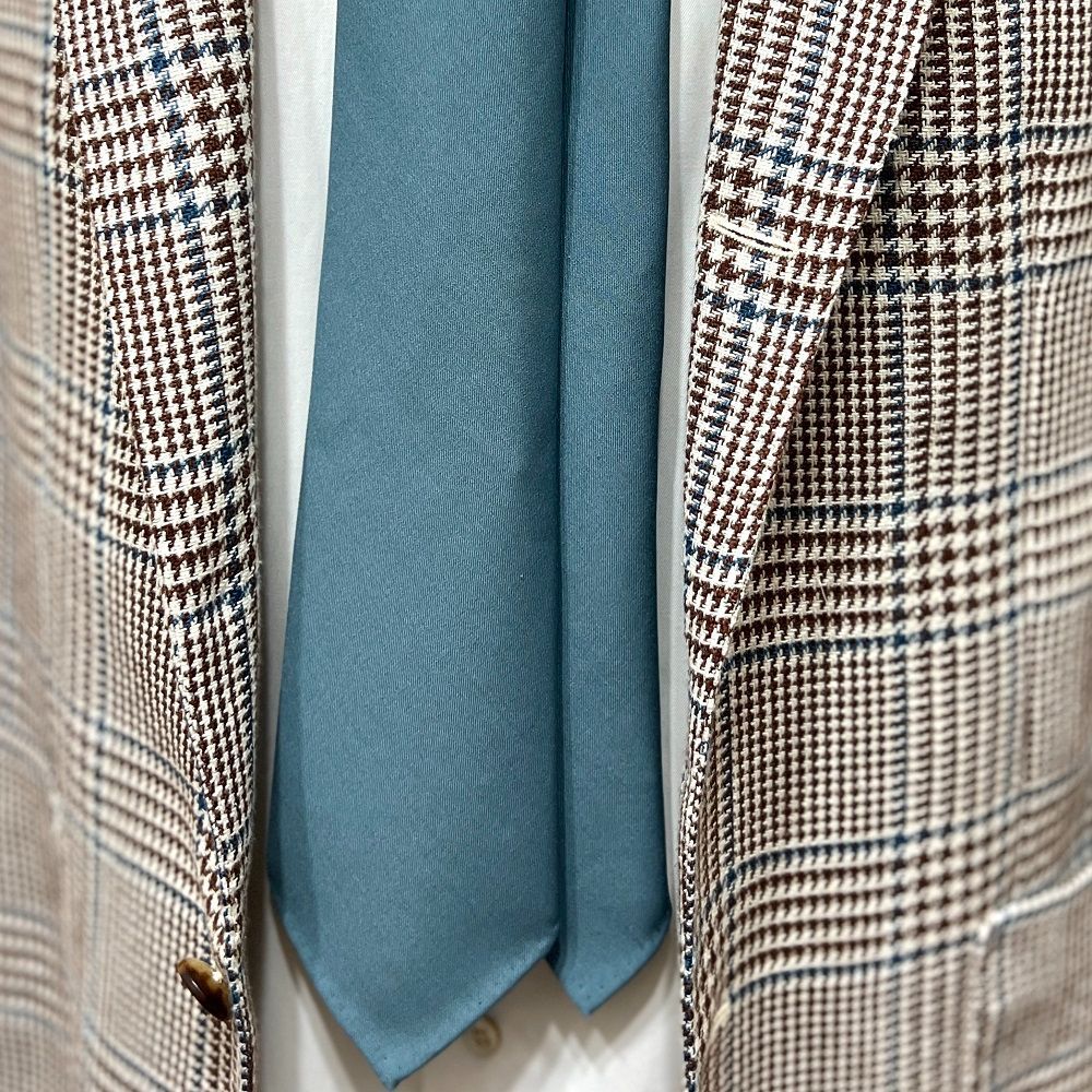 HOLLAND-SHERRY生地 Atto Vannucci アットヴァンヌッチ ネクタイ バーチ ブルー 無地 梳毛 スーパー120 セッテピエゲ ウール ホーランド＆シェリー 25 AW