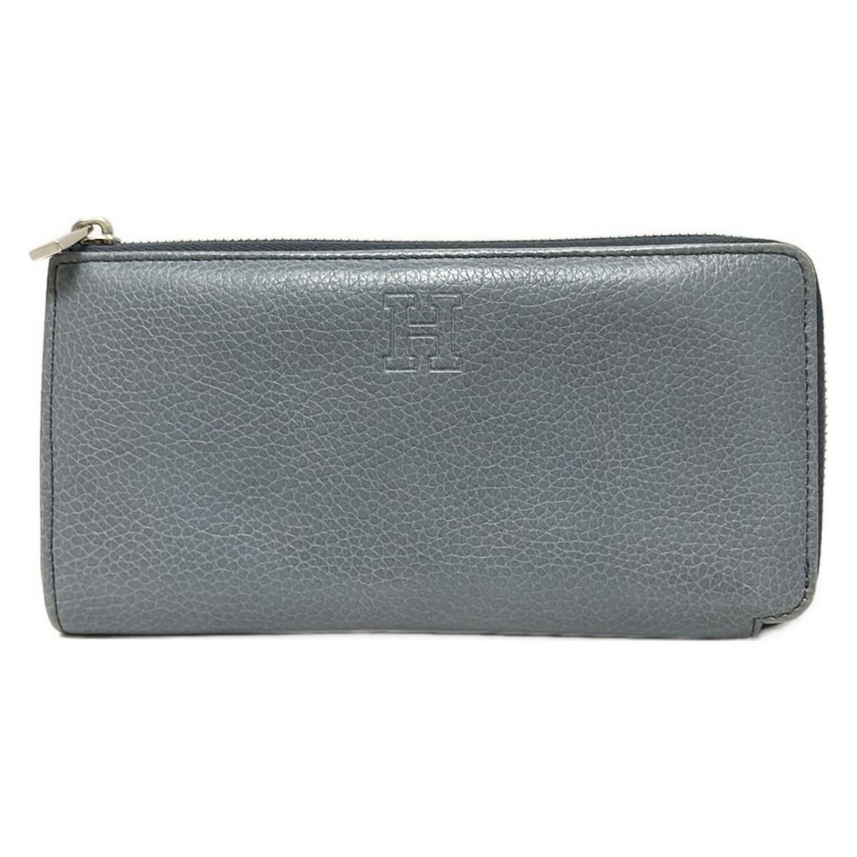 HIROFU ヒロフ 長財布 - ブルーグレー L字ファスナー レザー