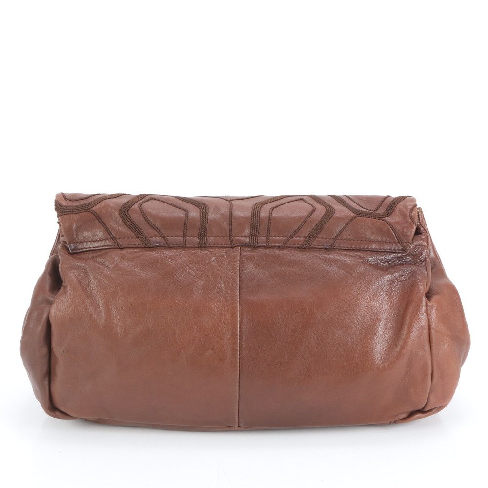 プラダ レザー クラッチ バッグ ハンド セカンド ポーチ トート ブラウン 茶色 レディース RUE DE 39-4